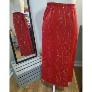 Vintage Fashion Bug Deadstock Red Maxi Skirt with Sparkle 1X